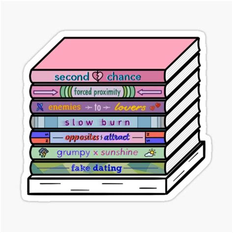 Book Stack Romance Tropes Sticker For Sale By Bookshelfsketch Redbubble