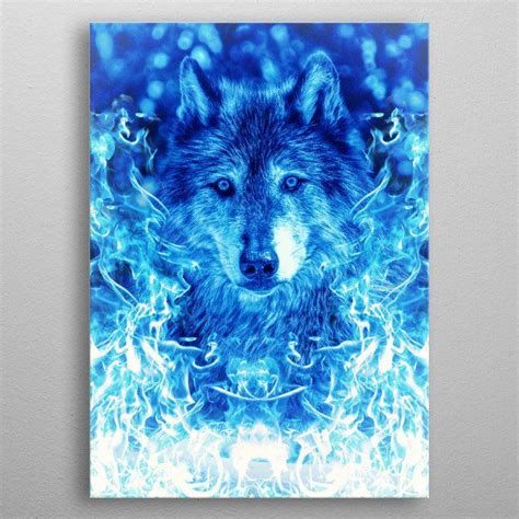 Blue Fire Wolf By Cornel Vlad Metal Posters Displate Light Blue