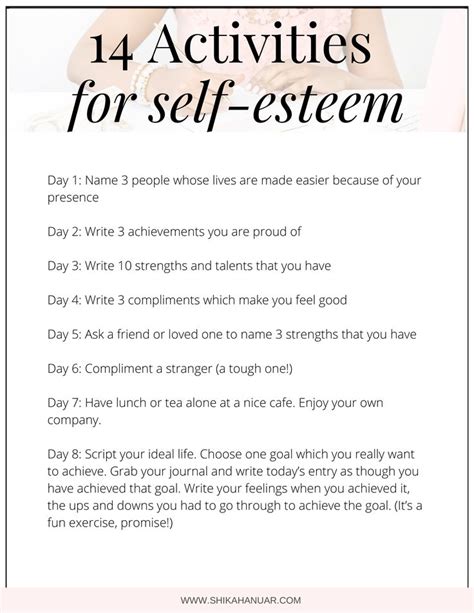 Activities To Build Your Self Esteem And Self Worth Shikah Anuar