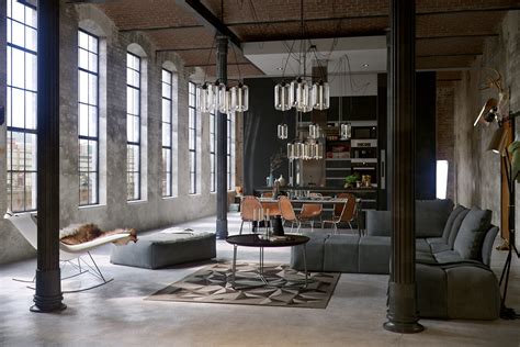 An Industrial Theme Of Apartment Interior Design Showing A Gorgeous And