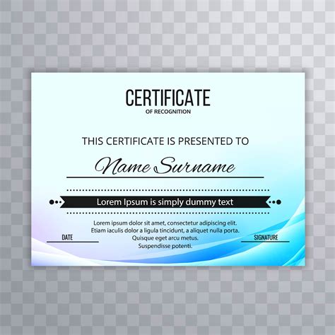 Certificate Premium Template Awards Diploma Colorful Wave Design 243615