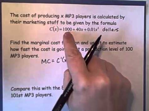 The marginal cost refers to the change in the total cost as a result of the production of one more unit of the product. Marginal Analysis Introduction and Example 1 - YouTube