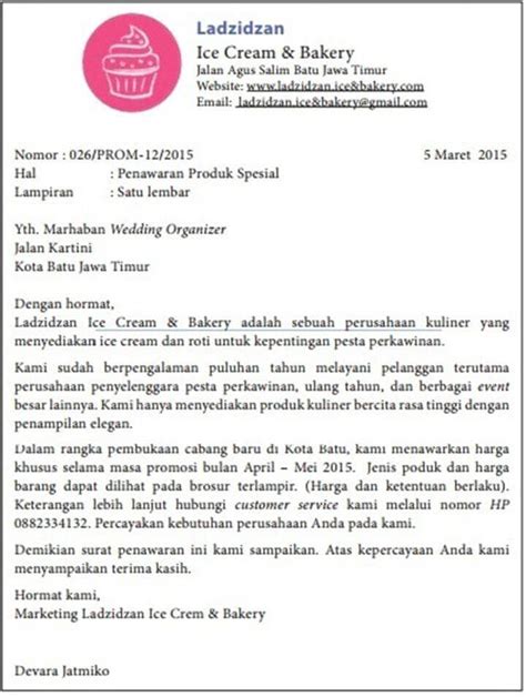 Contoh surat penawaran makanan catering. 16 Contoh Surat Niaga Penawaran Barang, Jasa & Harga ...
