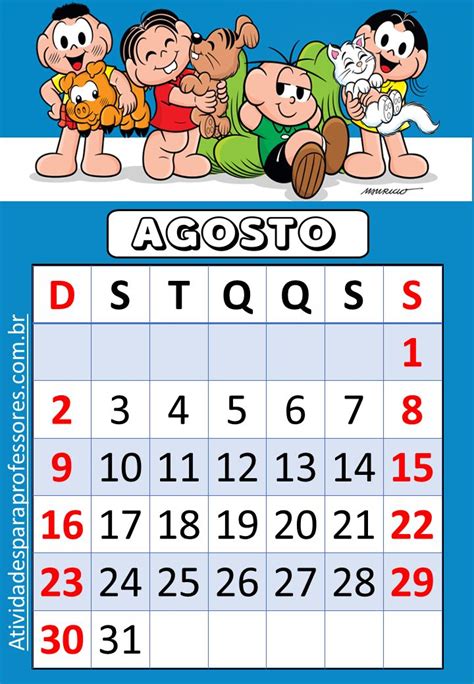 Calendário Da Turma Da Mônica 2021 Calendário Para Crianças