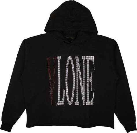 Buy Vlone Rhinestone Logo Pullover Hoodie Sweatshirt Black 1020