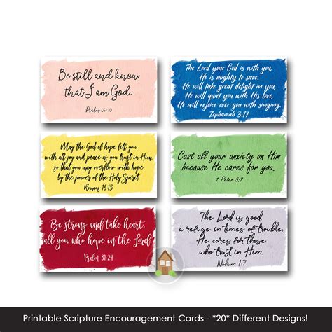 Bible Verse Encouragement Cards Printable Scripture Memory Etsy