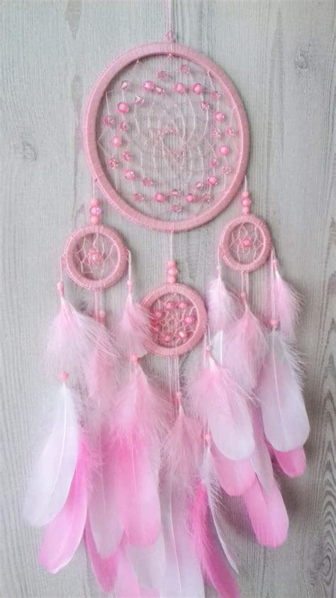 Big Dream Catcher With Crystals Pink Dream Catcher Wall Etsy