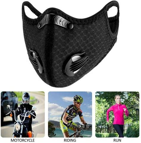 Face Mask With Active Carbon Filter Breathing Valves Reusable Sport