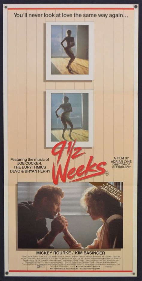 All About Movies 9 1 2 Weeks Movie Poster Original 1986 Daybill Mickey Rourke Sexy Kim Basinger