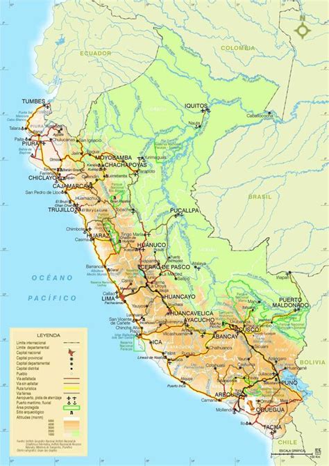 Large Detailed Road And Physical Map Of Peru With Cities Peru Detailed