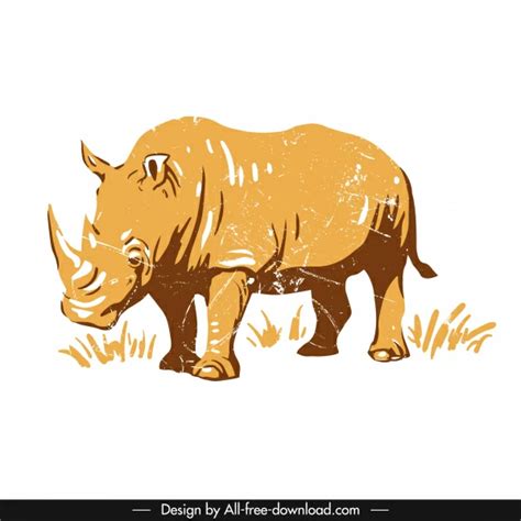 Rhino Icon Classical Handdrawn Sketch Vectors Graphic Art Designs In