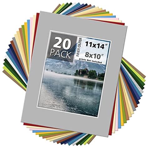 Mat Board Center Pack Of 20 11x14 Mixed Colors White Core Picture Mats