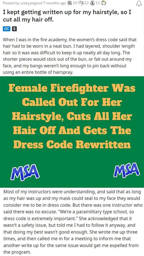 female firefighter was called out for her hairstyle cuts all her hair off and gets the dress