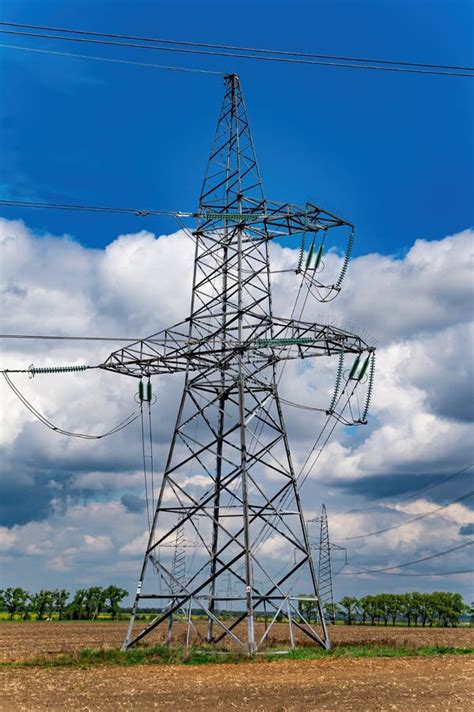High Voltage Power Transmission Tower With Wires Stock Image Image Of
