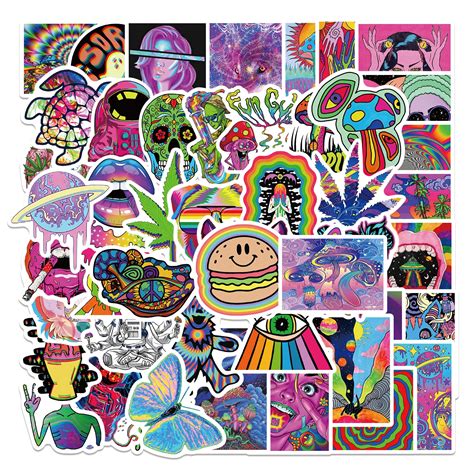 2552pcs Cartoon Colorful Psychedelic Trippy Stickers Aesthetics Laptop