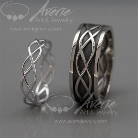 His And Hers Celtic Wedding Band Set White Gold Eternity Etsy