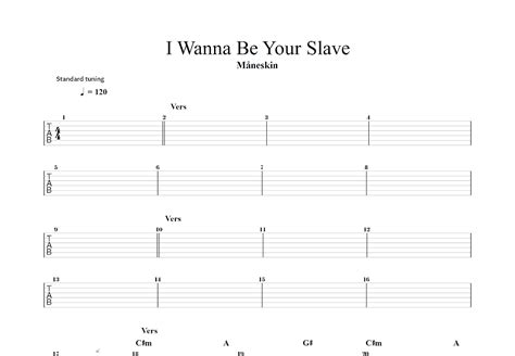 I Wanna Be Your Slave吉他谱 Måneskin E调总谱 吉他世界