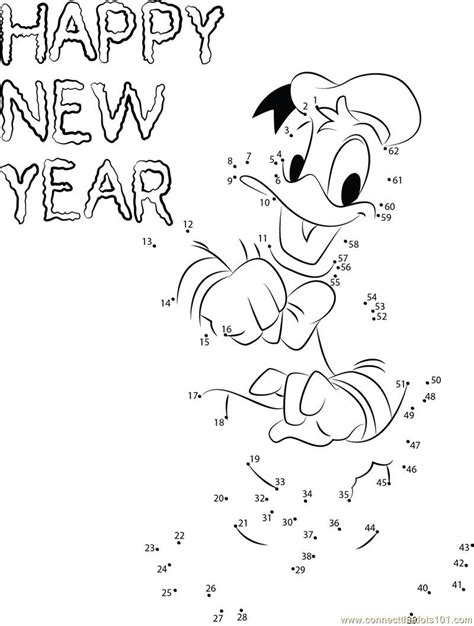 New Year With Donald Duck Dot To Dot Printable Worksheet Connect The Dots Good Morning Disney
