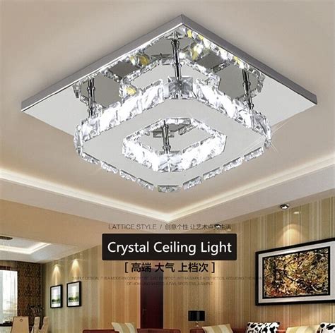 2017 Modern Led Crystal Ceiling Light 12w Fixture Square Surface