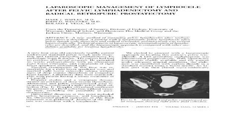 Laparoscopic Management Of Lymphocele After Pelvic Lymphadenectomy And