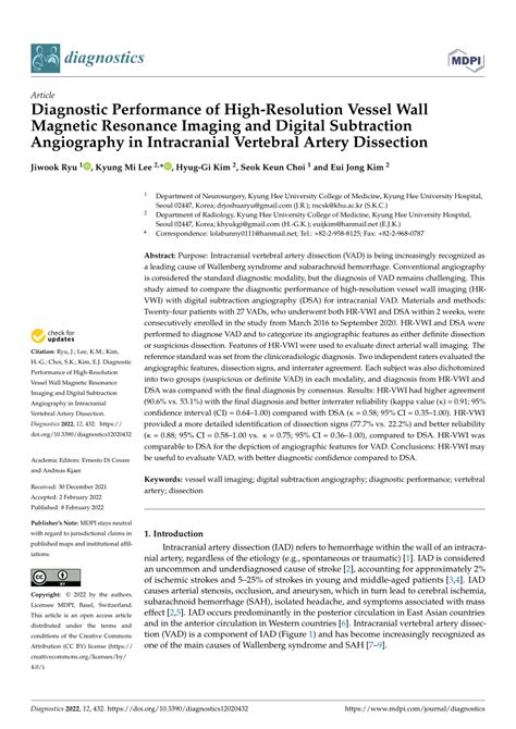 Pdf Diagnostic Performance Of High Resolution Vessel Wall Magnetic