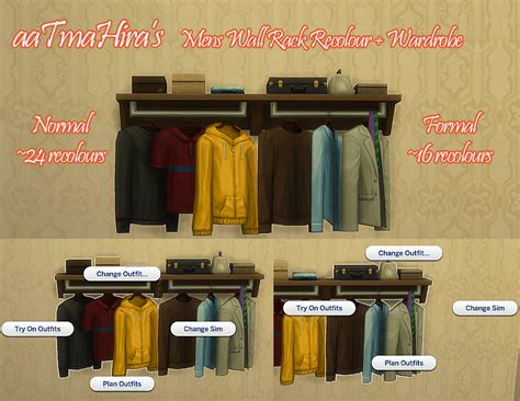 Wardrobe Mens Wall Racks Recoloured By Aatmahira From Mod The Sims