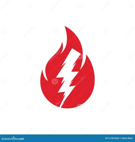 Fire Flame And Flash Lightning Thunder Bolt Logo Stock Vector