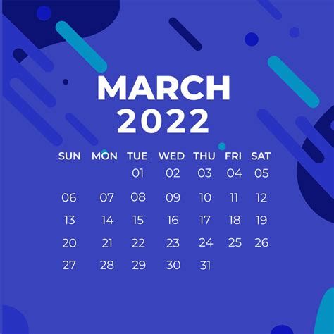 Blue March Calendar Vector Template Edit Online And Download Example