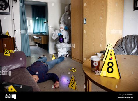 Crime scene investigation, forensic people at a murder scene. Police