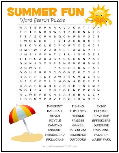 Free Printable Summer Word Search Puzzles Templates Printable Download