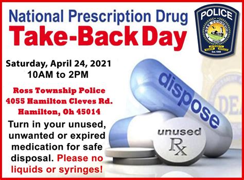 National Prescription Drug Take Back Day April 24th Township Ross