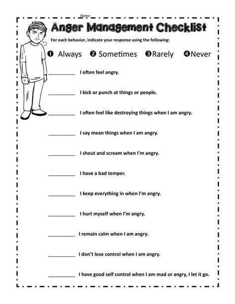 controlling anger worksheets