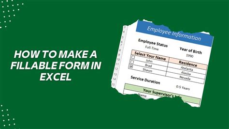How To Make A Fillable Form In Excel Creating User Friendly Fillable