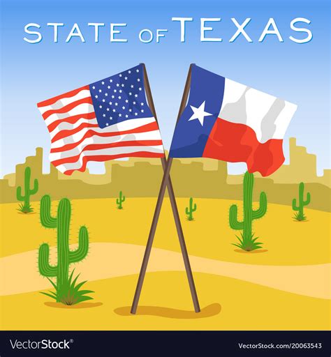 American And Texas Flags In Desert Royalty Free Vector Image