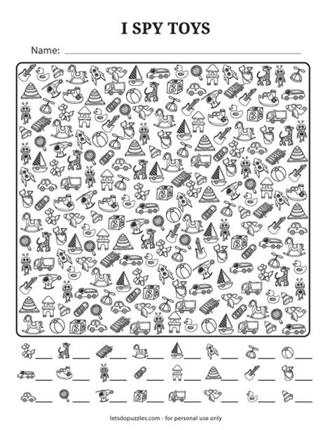 Free Printable I Spy Toys