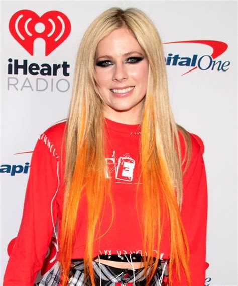 Avril Lavigne Long Straight Light Blonde And Yellow Two Tone Hairstyle