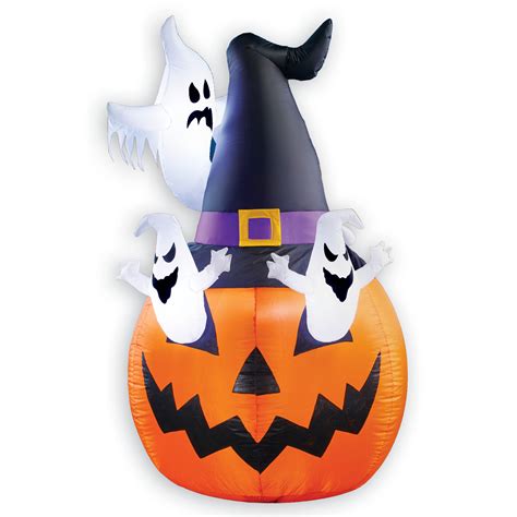 Halloween Airblown Inflatable Vampire Bat And Jack O Lantern Scene By