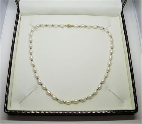 Genuine Pearls 9 Ct Gold Necklace Etsy UK