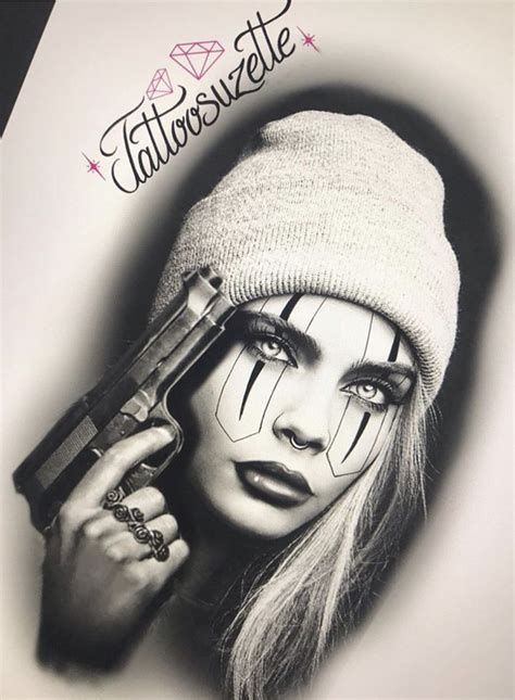 Girl Gun Tattoos Skull Girl Tattoo Girl Face Tattoo Hip Tattoos