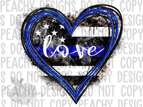 Back The Blue Heart Png Digital Download Thin Blue Line Png Etsy