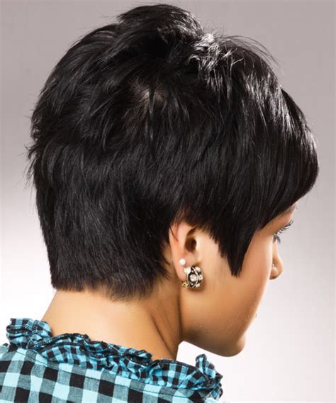 Back view short haircuts 7. Short Straight Black Ash Hairstyle