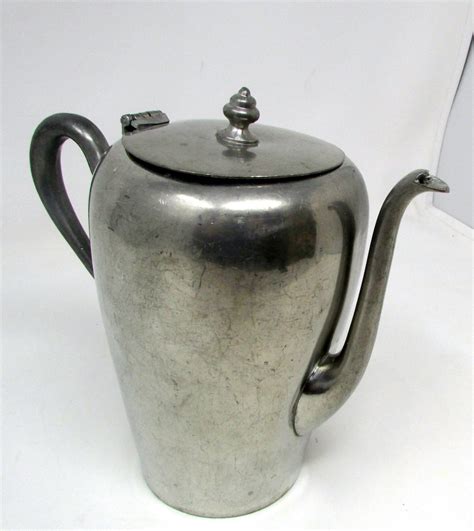 Antique Pewter Hinged Coffee Pot Teapot Salem Pewter Made In Etsy