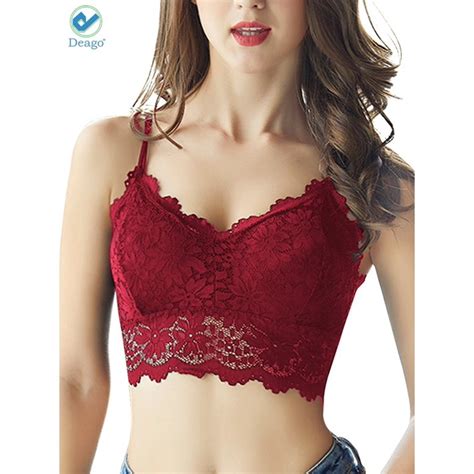 Deago Womens Lace Padded Bralette Bra Top Floral Stretch Wirefree
