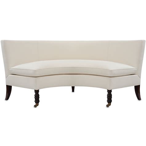 Modern Curved Banquette White Muslin Upholstery Settee Dining