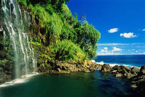 Usa Hawaii Maui Hana Waterfall By David Olsen