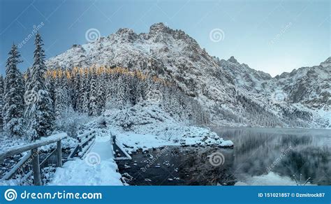 Winter Ice Mountain Lake In Rocky Snowy Mountains Winter Nature