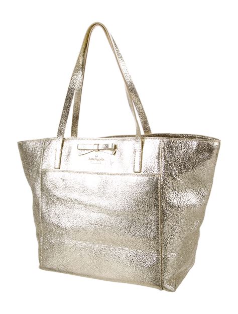 Kate Spade New York Metallic Leather Tote Handbags Wka55620 The
