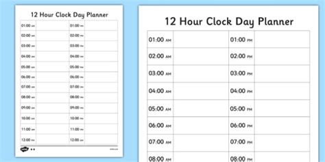 Am Pm Time 12 Hour Clock Day Planner Teacher Made