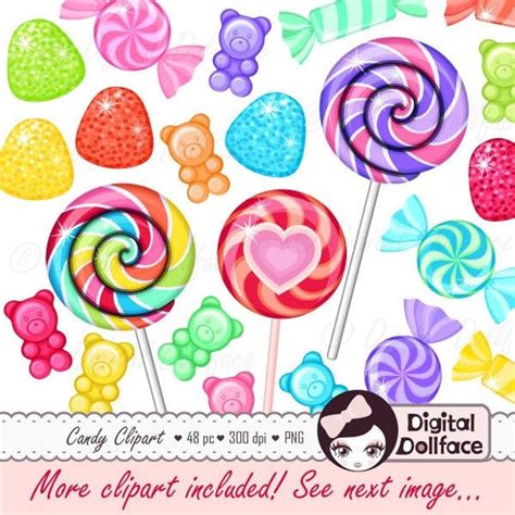 Rainbow Candy Clipart Sweet Shop Birthday Candy Clip Art Etsy Candy