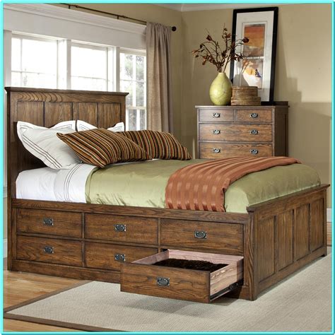 King Platform Bed With Drawers And Headboard Bedroom Home